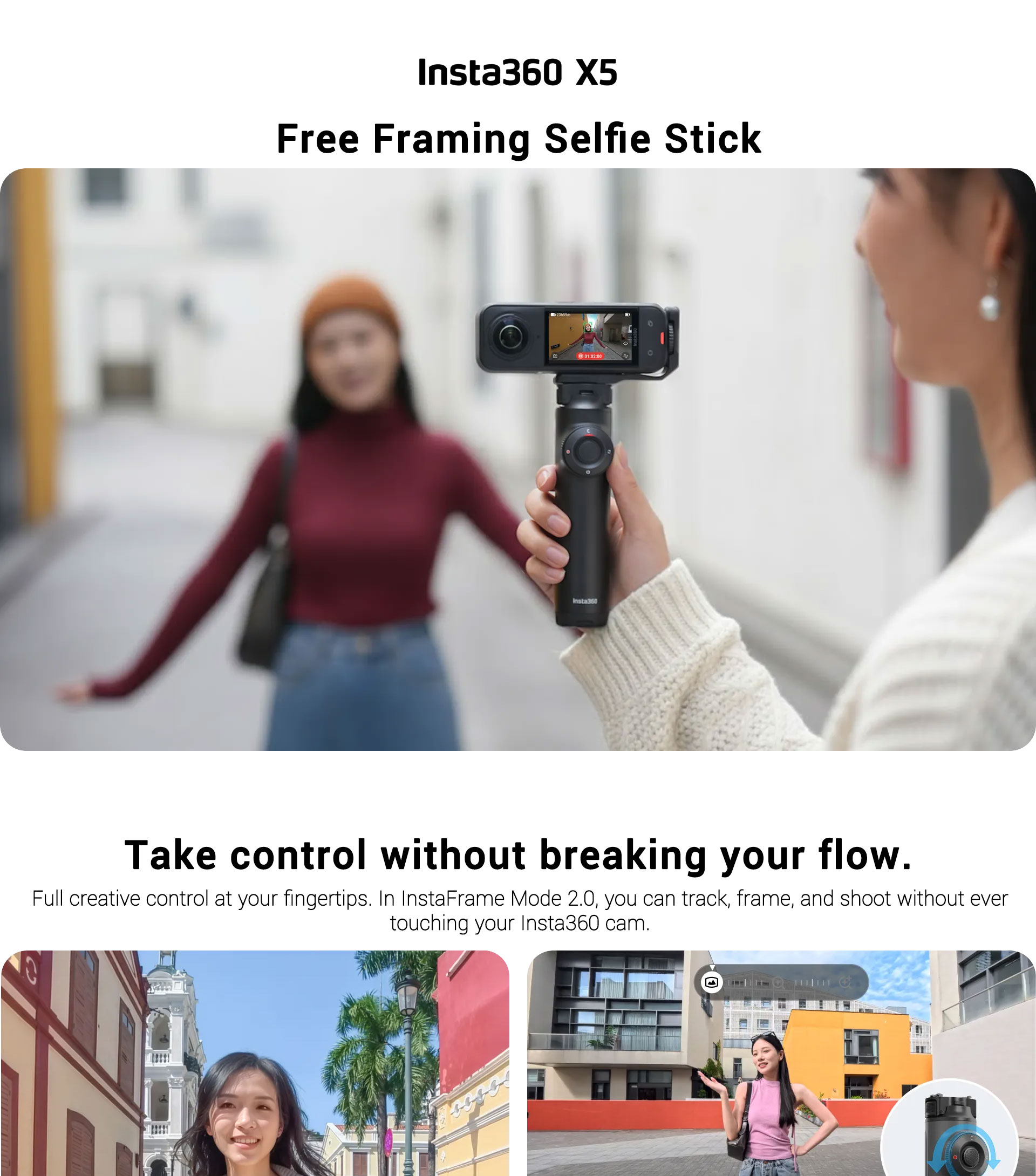 Insta360 Free Framing Selfie Stick for Insta360 X5/X6 | Shopee Singapore