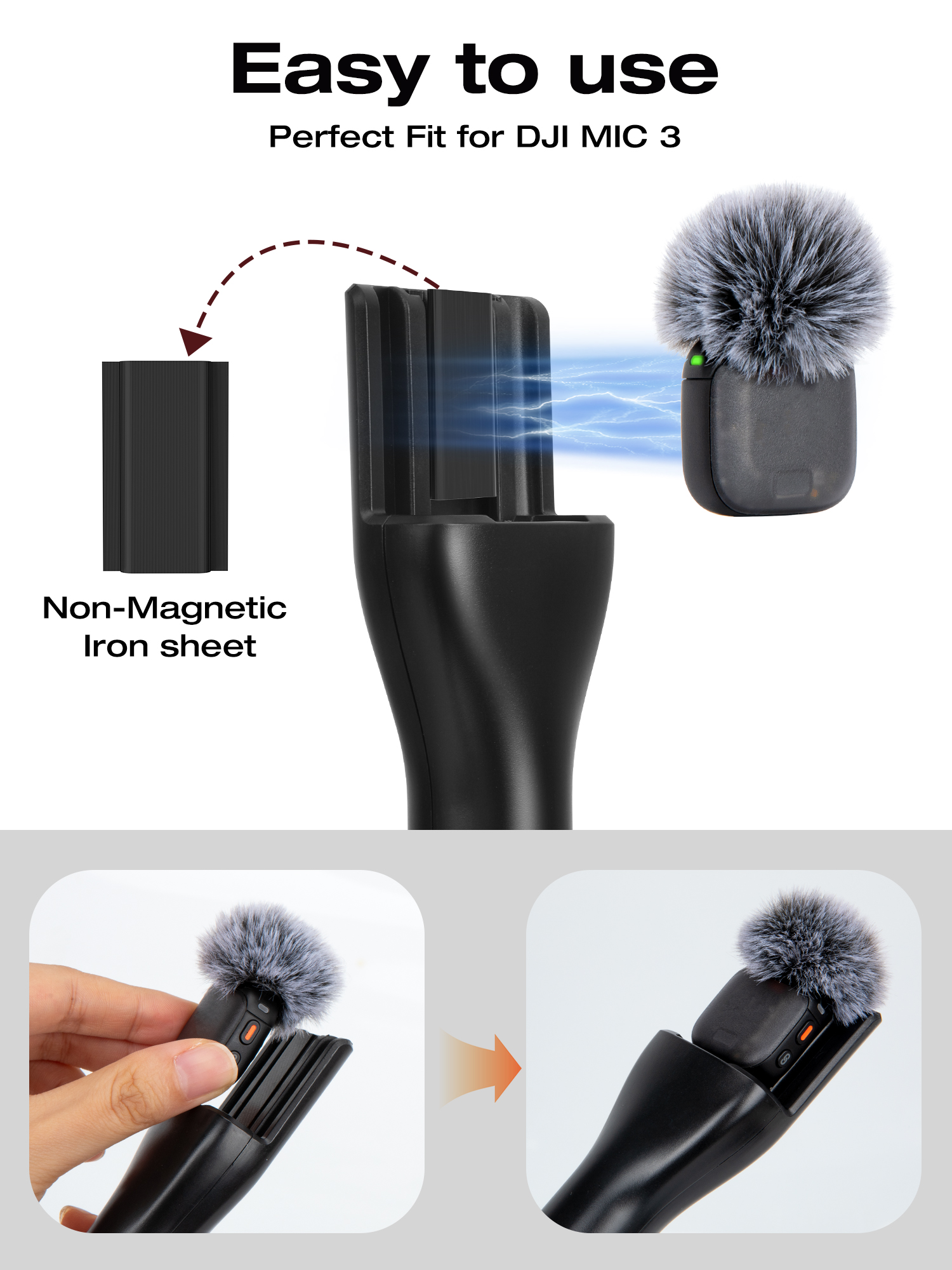 Wireless Mic Holder Compatible with DJI Mic 3, Microphone Interview ...