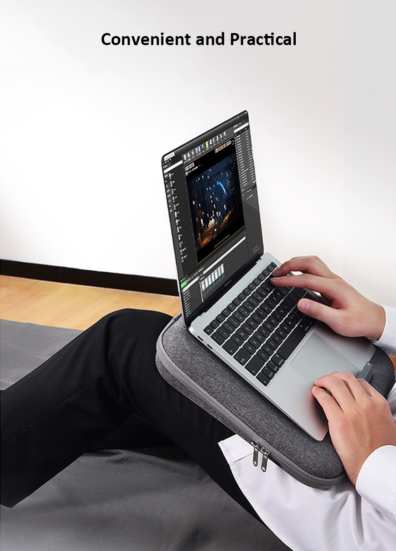2 in 1 Laptop Briefcase Hard Shell Bag with Stand Portable for 13.3/14/ ...