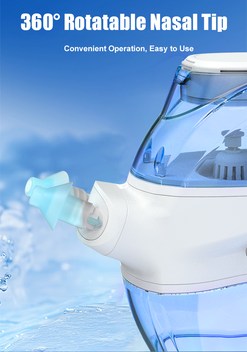 Electric Nasal Rinse Device 360° Rotating Double-Head Automatic ...