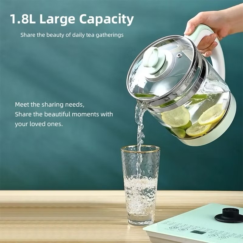 【SG STOCK】1.8L Health Kettle Pot Multi-Function Glass Tea Kettle with ...