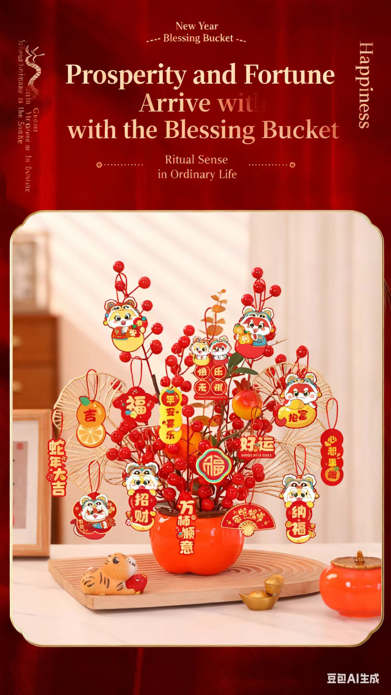 Spring Festival Lucky Bucket Home Decoration/Red Fruit Branches Lucky ...