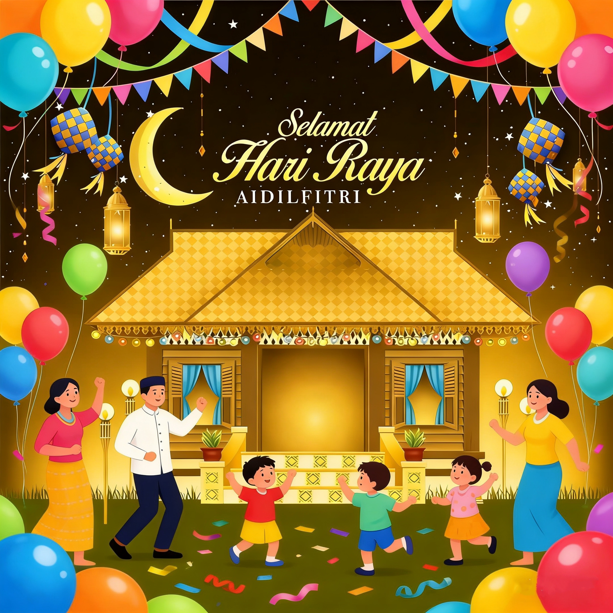 Hari Raya Aidilfitri Banner Party Photo Backdrop Ramadan Mubarak Party ...