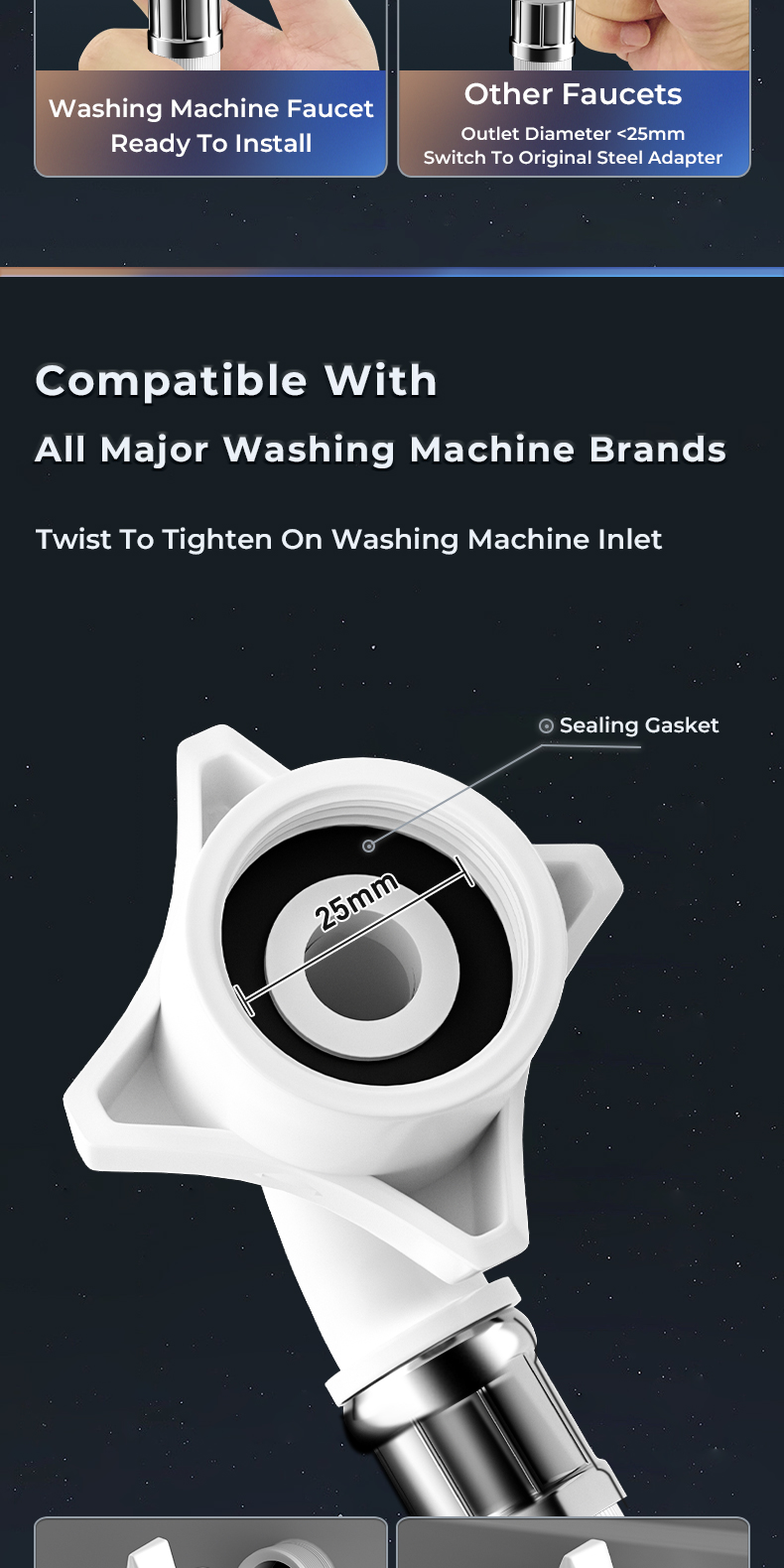 HSAK Flexible Universal Washing Machine Inlet Hose 1m-10m Explosion ...