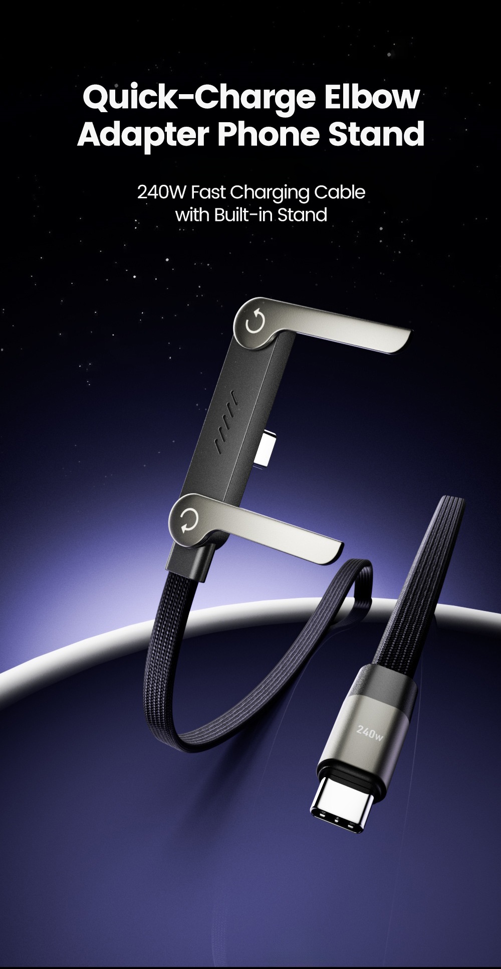240W Type-C To Type C Cable Fast Charging Data Cable Foldable Stand ...