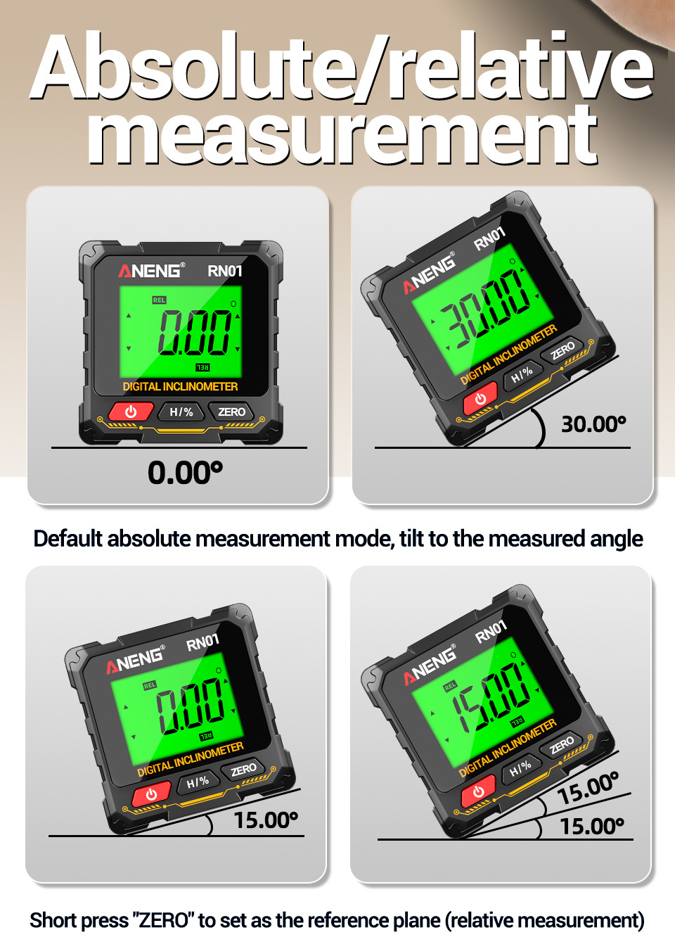 Several Units ANENG RN01 Magnetic Digital Protractor 360 Degree Angle ...
