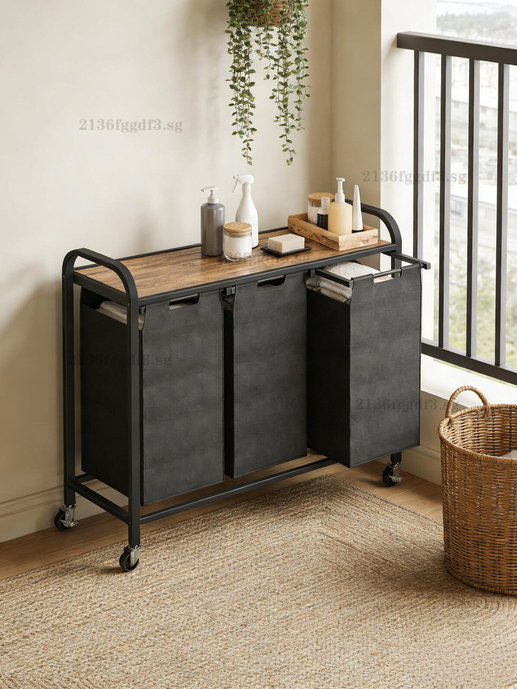 SG STOCK 】 Mobile Laundry Basket Dirty Clothes Classification Basket ...