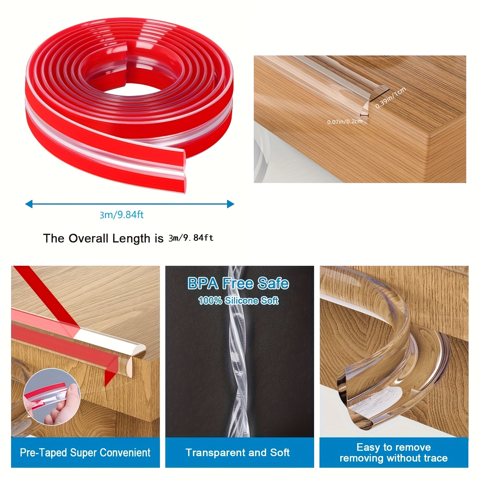 118 inch transparent silicone corner protector, edge protection strip ...