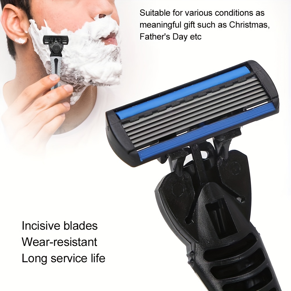Men's Razor Replacement Blades - 6-Layer Stainless Steel Refills ...