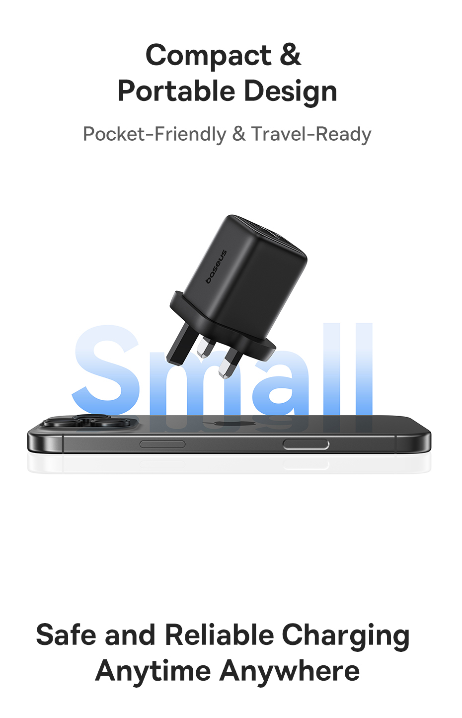 Baseus EnerFill FN11 30W Fast Charger UK Plug 2 USB + USB-C PD Multi ...