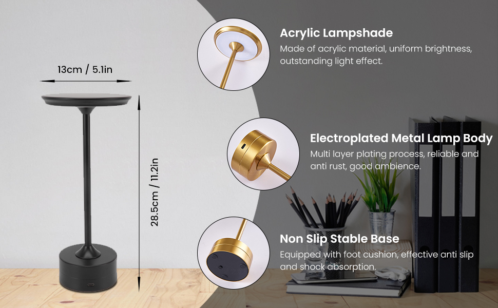 Portable Wireless LED Table Lamp Touch Sensor USB Rechargeable Night ...