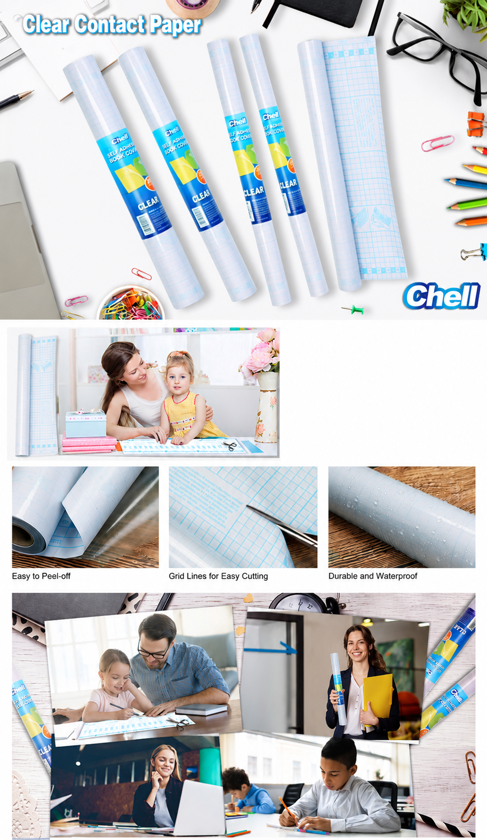 Clear Self Adhesive Book Cover 1 Roll 45cm x 150cm Transparent Contact ...