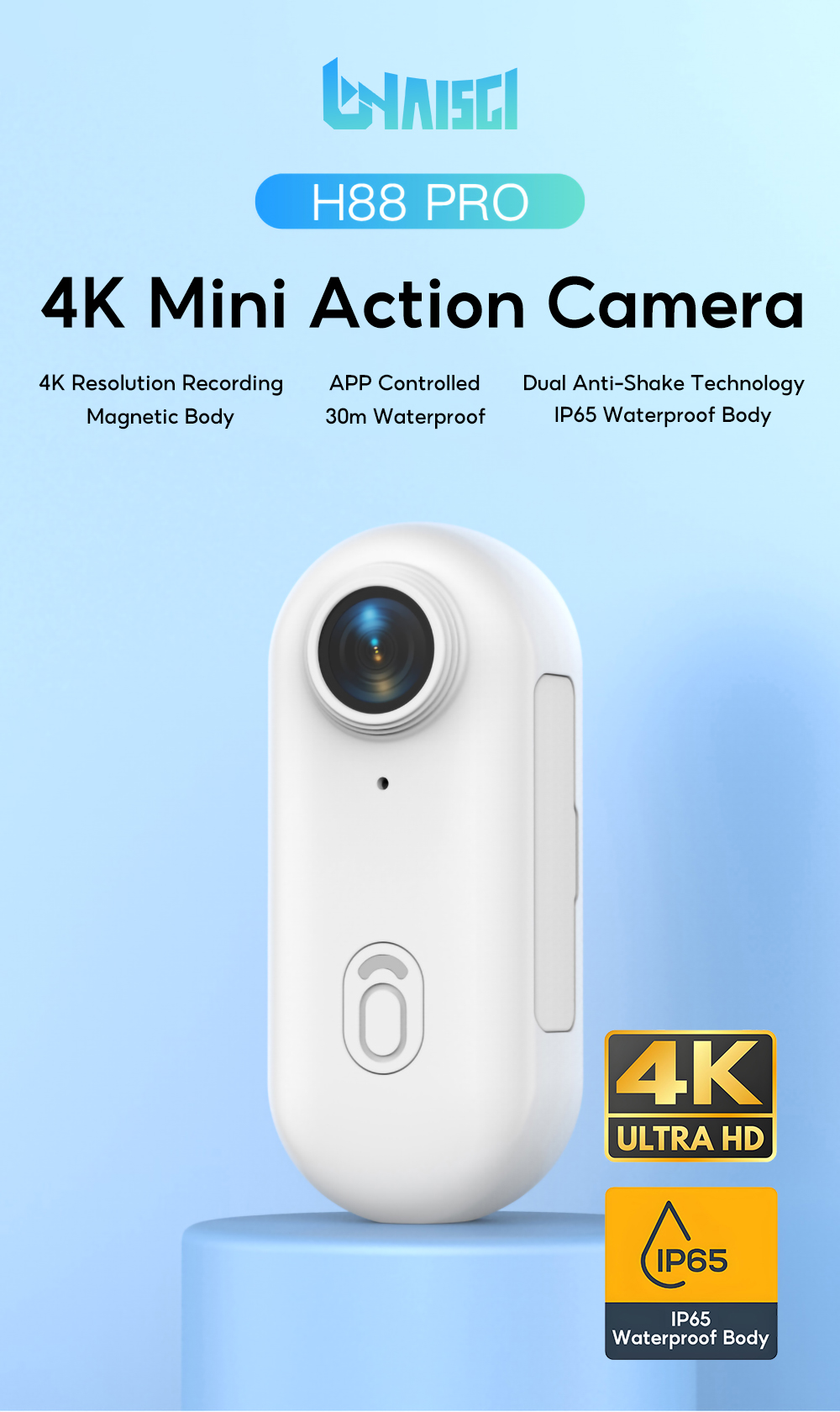 H88 Pro 128GB UHD 4K Vlog Action Camera Waterproof Hands Free Recording ...