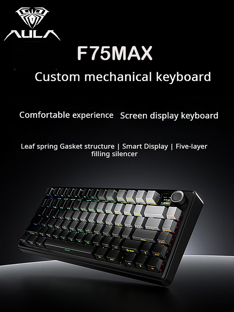 AULA F75 MAX Tri Mode Gaming Keyboard Wireless Mechanical Design 75% ...