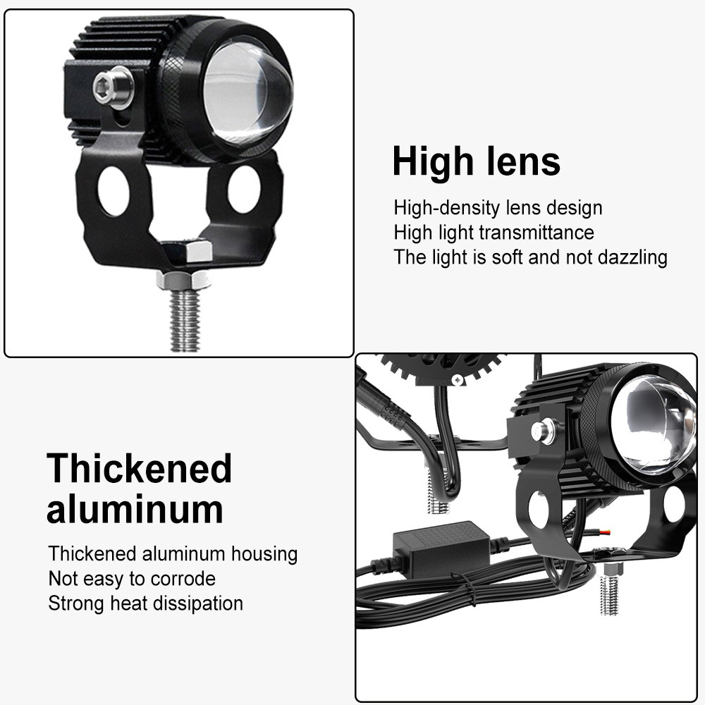 Universal LED Motorcycle Spot Driving Fog Lights 1 Pair Dc8v-85v White ...