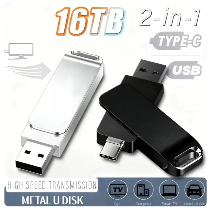 16TB USB 3.2 Flash Drive 520MB/s High Speed 2in1 TypeC OTG Pen Drive ...