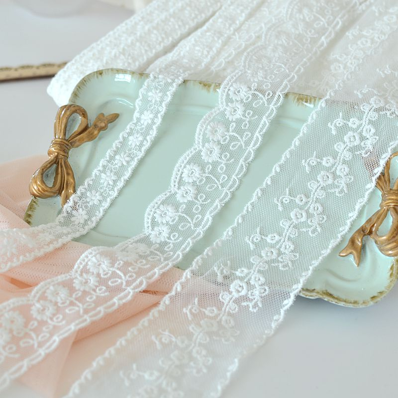 1 yard White Flower Embroidery Yarn Lace Trim DIY Handmade Craft ...