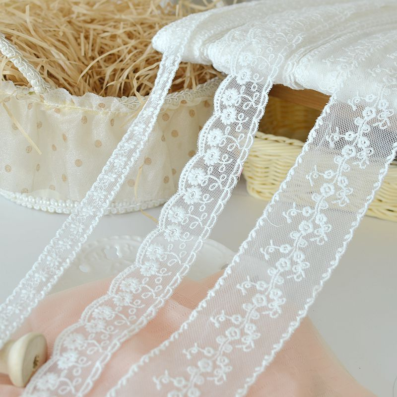1 yard White Flower Embroidery Yarn Lace Trim DIY Handmade Craft ...