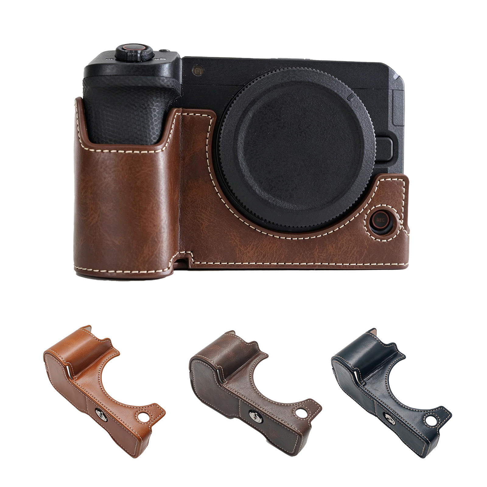 Camera Leather Half Case Base for Panasonic G85 / G95 Oil Skin Camera ...