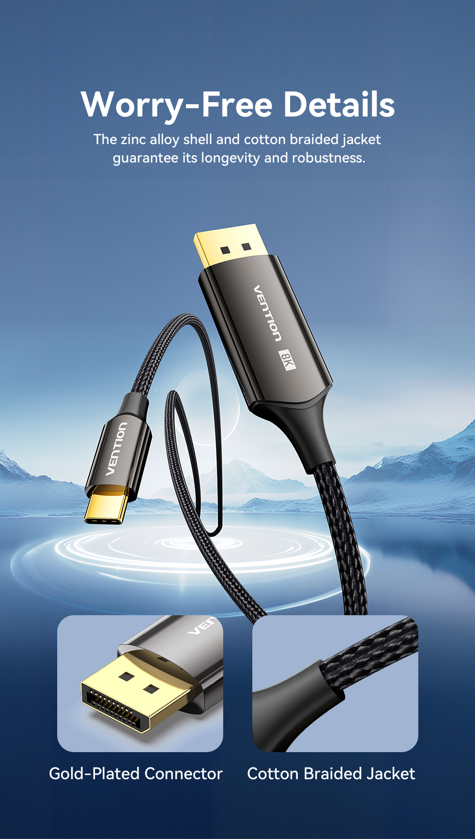 Vention USB-C 8K Bi-Directional DisplayPort Cable Zinc Alloy | Shopee ...