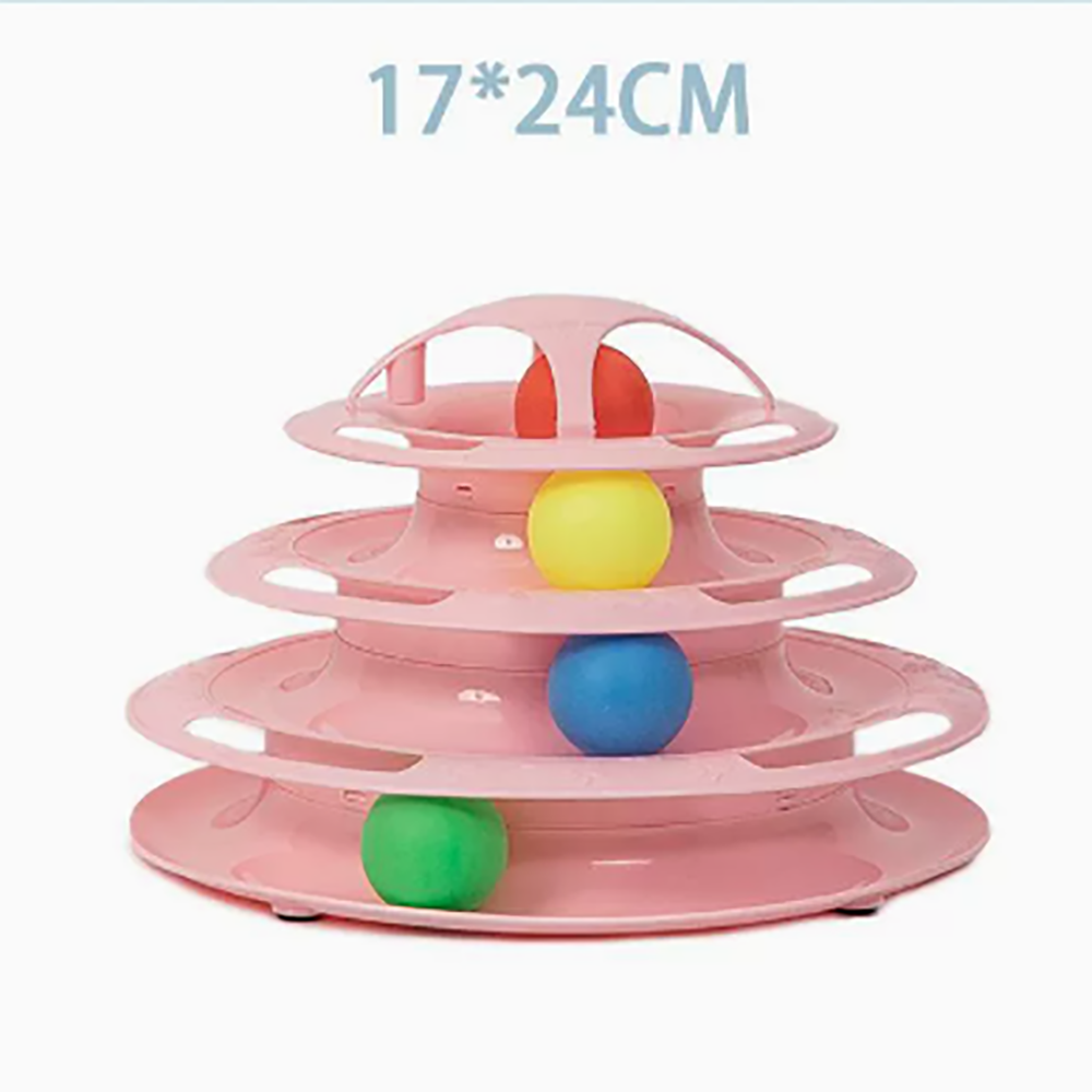 Interactive Four Layer Cat Turntable Track Ball For Indoor Kitten Play ...