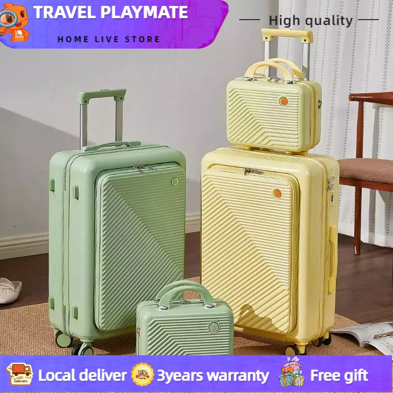 New Front opening Rolling Luggage Set Spinner Women Travel bag 18