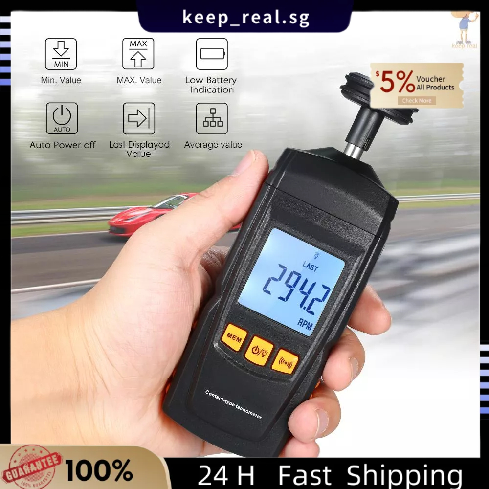 Digital Tachometer Handheld Contact Motor Tachometer LCD Speedometer
