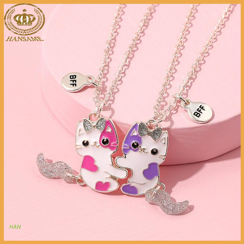 HAN 2x Best Friend Necklace For 2 Girls Puzzle Cat Necklace Set