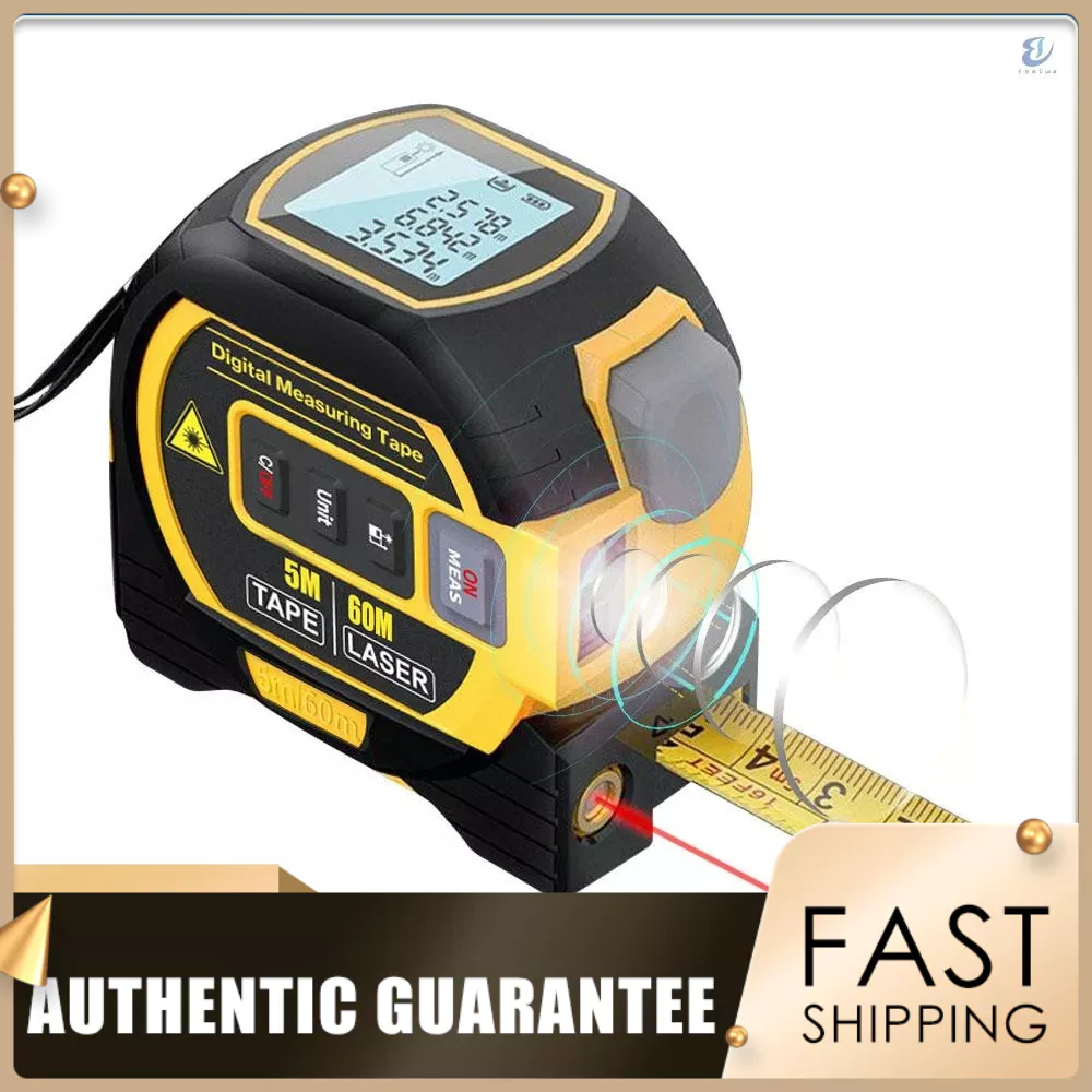 3in1 Laser Rangefinder 5m Tape Measure Ruler LCD Display with Backlight ...