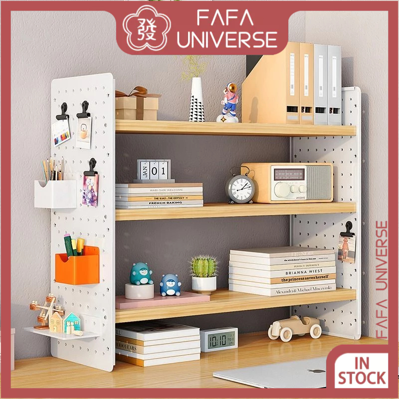 Multilayer wooden desktop storage rack desk iron storage rack hole
