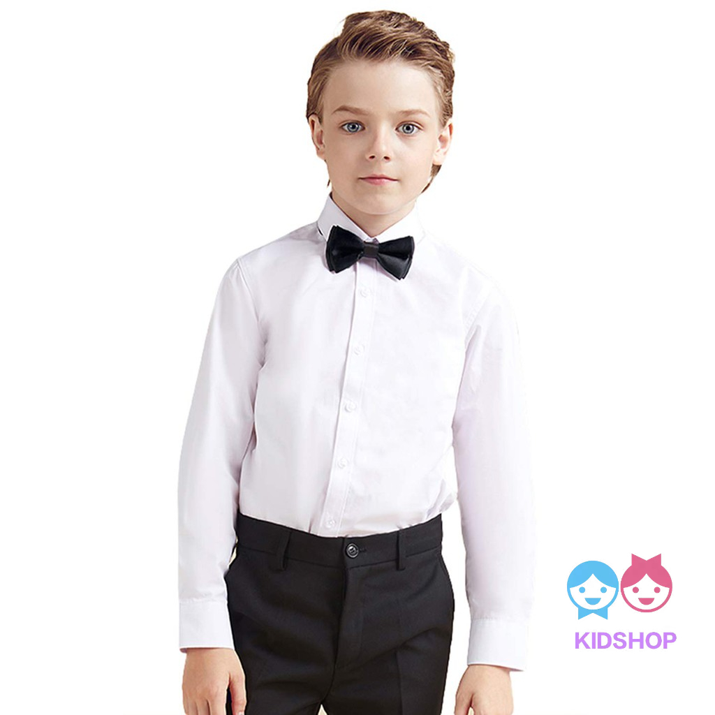 Boys Long Sleeve Dress Shirt Kids White Tuxedo Button Down Shirts with Bow Tie Shopee Singapore