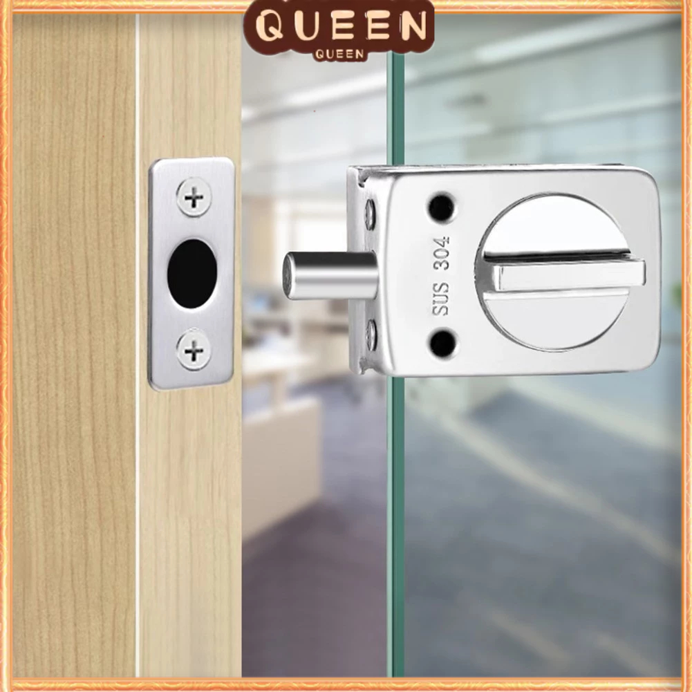 ⭐QUMMLL⭐ Glass Door Lock Stainless Steel Latch Punch-free Ground Lock ...