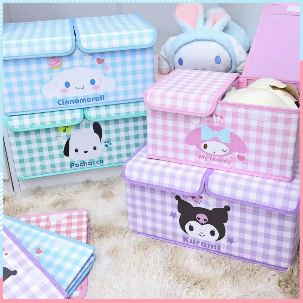 Sanrio Storage Box Kuromi Cinnamoroll Foldable Double Compartment ...