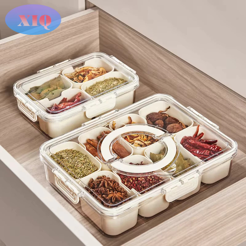 Kitchen Seasoning Storage Box Spice Box Integrated Multi Grid Storage ...