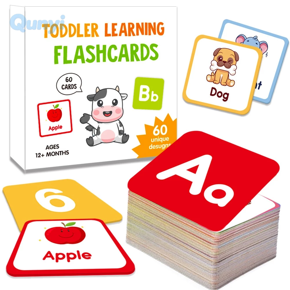 Flash Cards for Toddlers Learning, 60 Double Sides Flashcards for ...