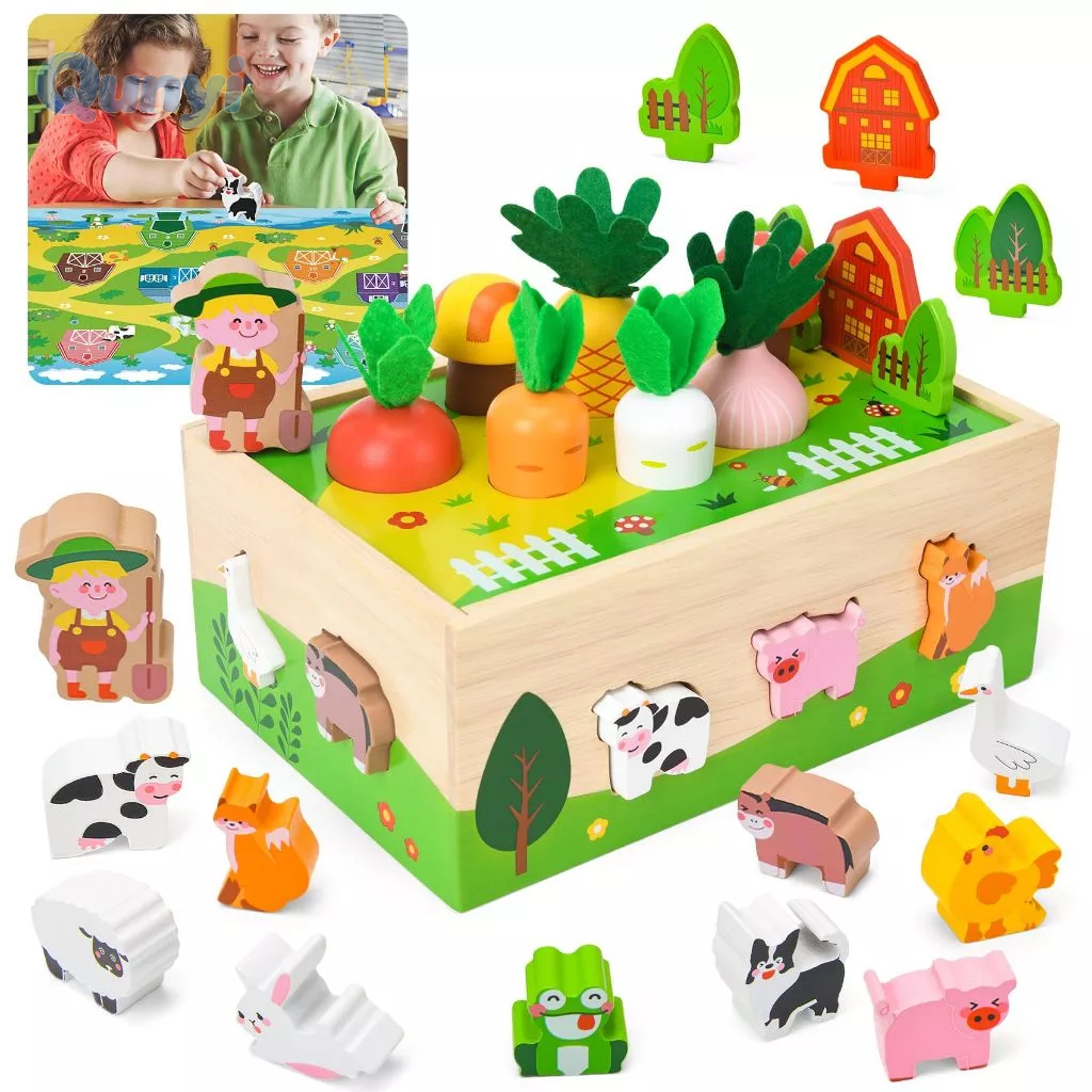 Montessori Toys for 1,2,3 Year Old Baby Boys and Girl, Farm Wooden Toys ...