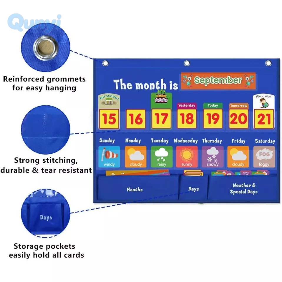 Weekly Calendar with Weather Pocket Chart Elementary for Classroom Home ...