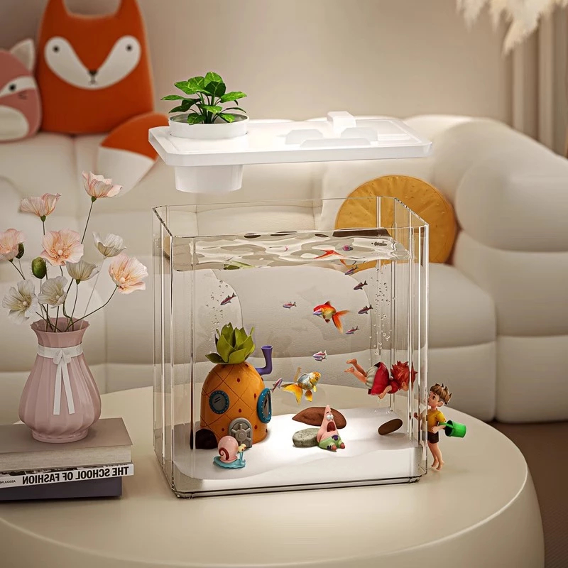 Acrylic Aquarium Fish Tank Transparent Rectangular Desktop Decorative ...