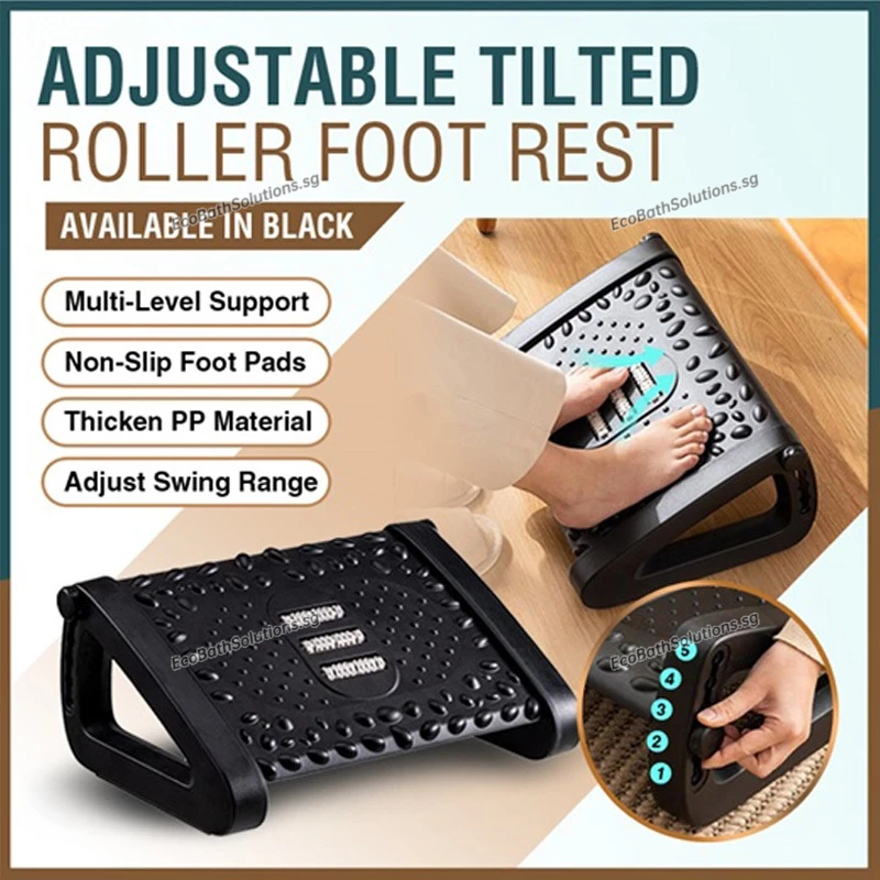【SG Stock】Ergonomic Footrest Adjustable Angle and Height Office Foot ...