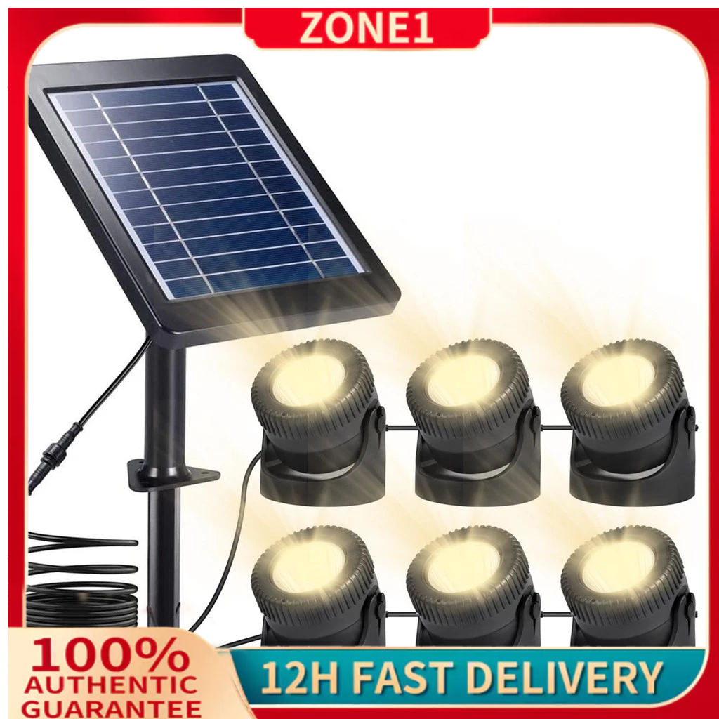 Set of 6 Warm White Solar Pond Lights LED Submersible Fountain Lights ...