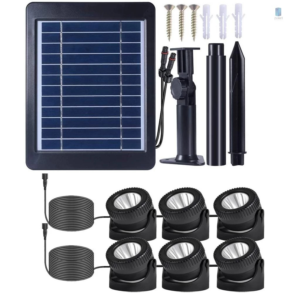 Set of 6 Warm White Solar Pond Lights LED Submersible Fountain Lights ...