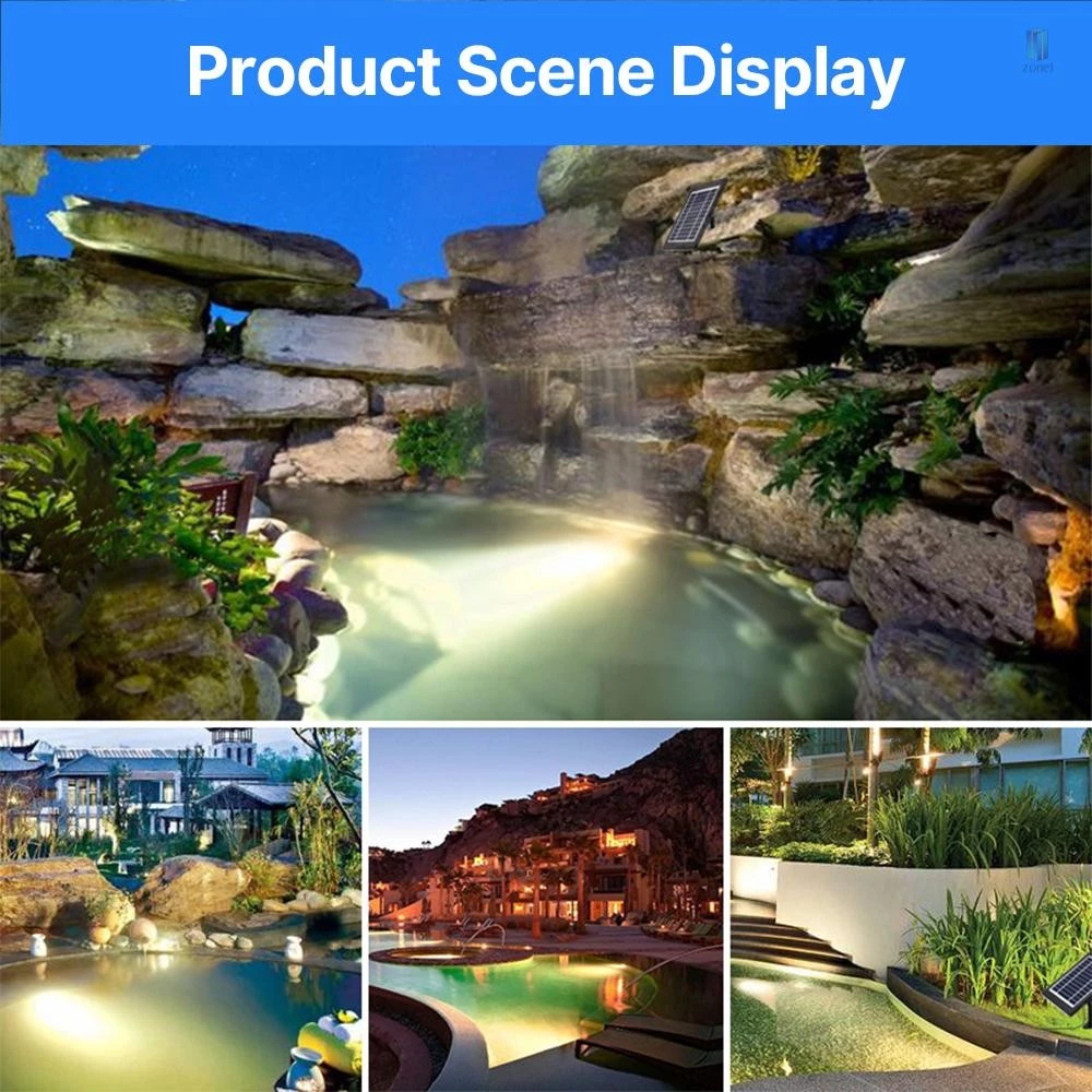 Set of 6 Warm White Solar Pond Lights LED Submersible Fountain Lights ...