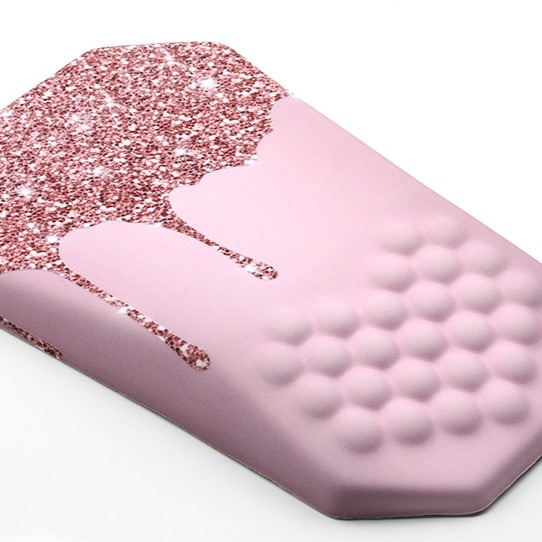 HOMKUMY Mauspad Mit Handgelenkauflage & Tastatur-Armstütze – Ergonomisches Memory Foam Set, Rutschfeste Basis, Pink Marble