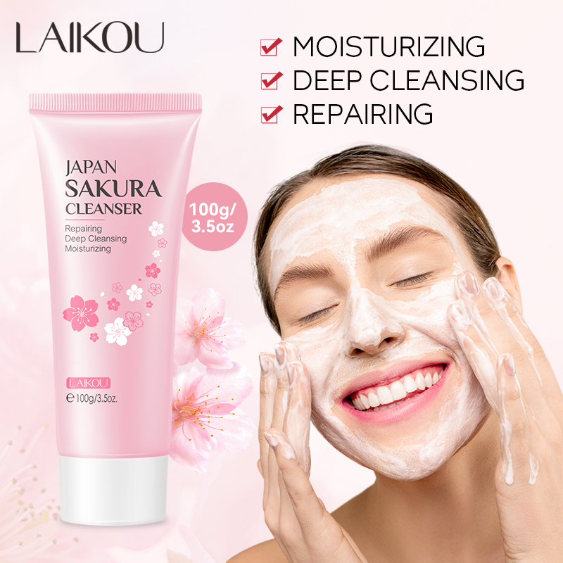LAIKOU Japan Sakura Facial Cleanser Oil Control Cleansing Face Wash