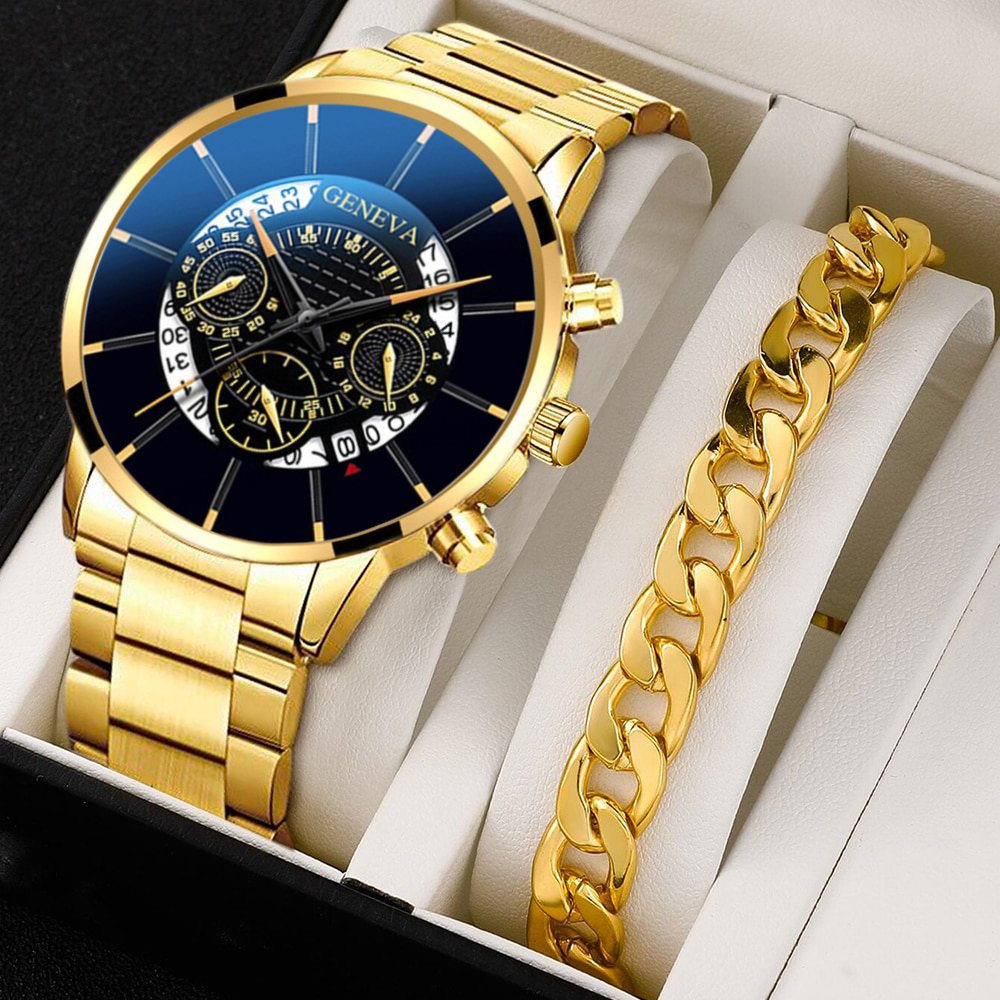 2pcs Set Original Men's Watch Fashion and Popular Men's Quartz Watch ...