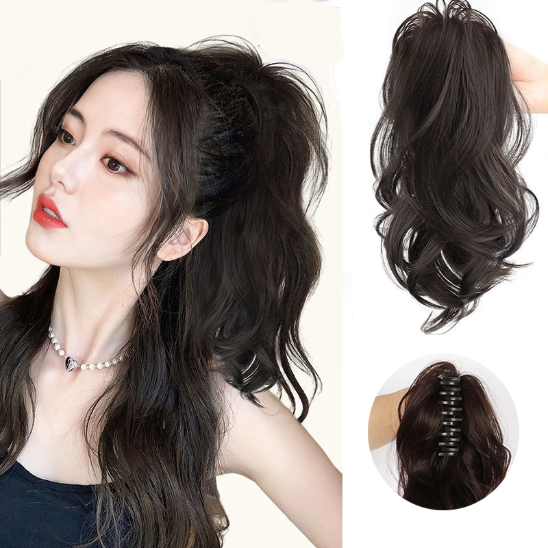 High Ponytail Wig Curly ponytail Hair With Claw Clip Straight Ponytail ...