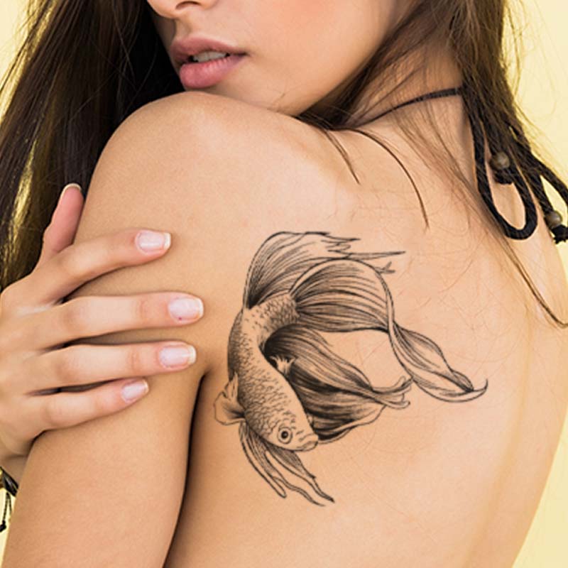 Long Lasting 15 Days Tattoo Sticker Waterproof Non-Reflective Temporary  Tattoo Fish Pattern Fake Tattoo