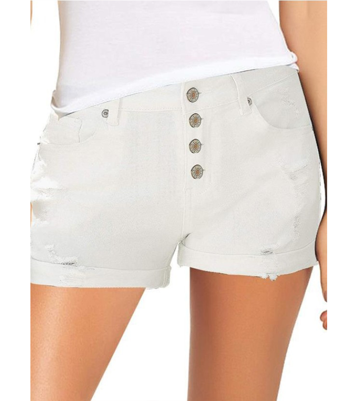 Temu Stretch Single-Breasted High Waist Shorts Women Summer Casual Denim  Shorts