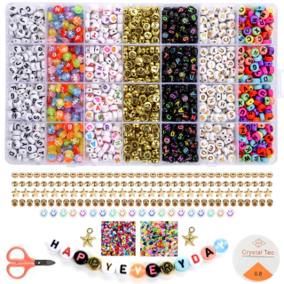 Polymer Clay Beads Set Alphabet Letter Beads Lobster Clasp Earring Hook  Chain String Box for Bracelet DIY Jewelry Making Kit