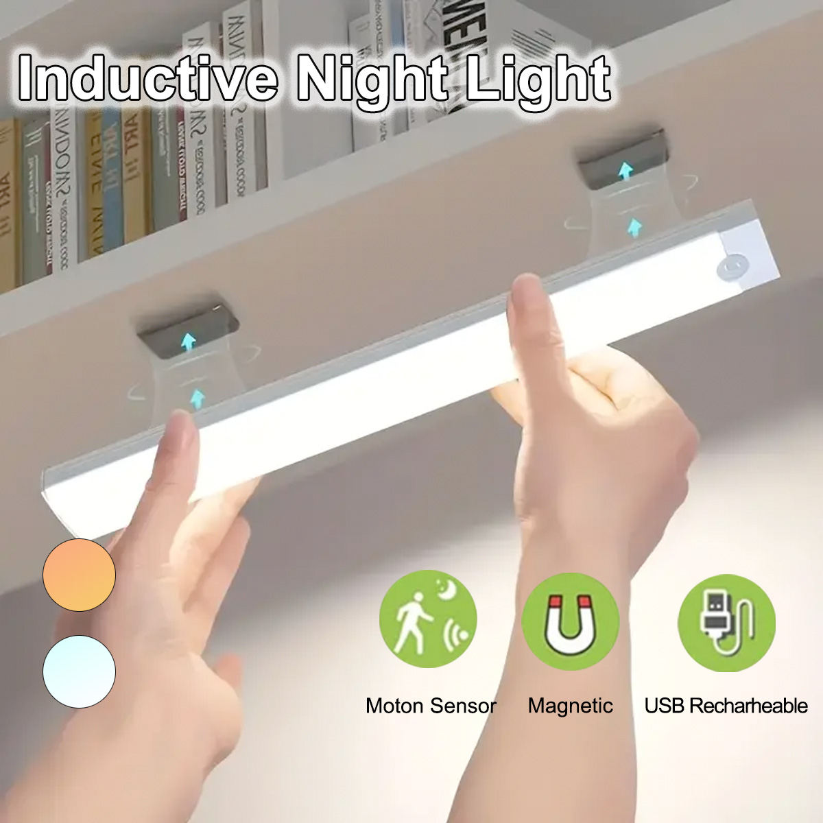LED Motion Sensor Light Wireless USB Rechargeable Night Lamp Room ...